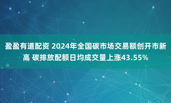 盈盈有道配资 2024年全国碳市场交易额创开市新高 碳排放配额日均成交量上涨43.55%